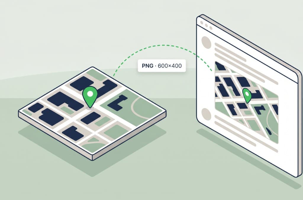 Static map image exported into a web page preview